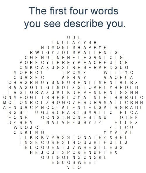The First Four Words You See Describes You Courageous Passionate Happy Loyal